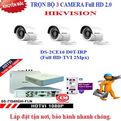 Trọn bộ 3 camera FULL HD HIKVISION 2.0 (IRP) 